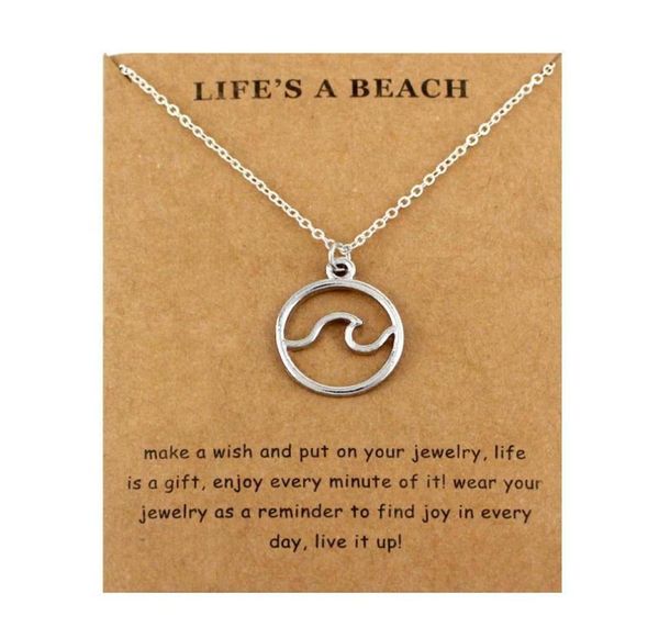 

pendant necklaces ocean waves beach necklace nautical surfing pendants women men jewelry lover039s party gift drop7810645, Silver