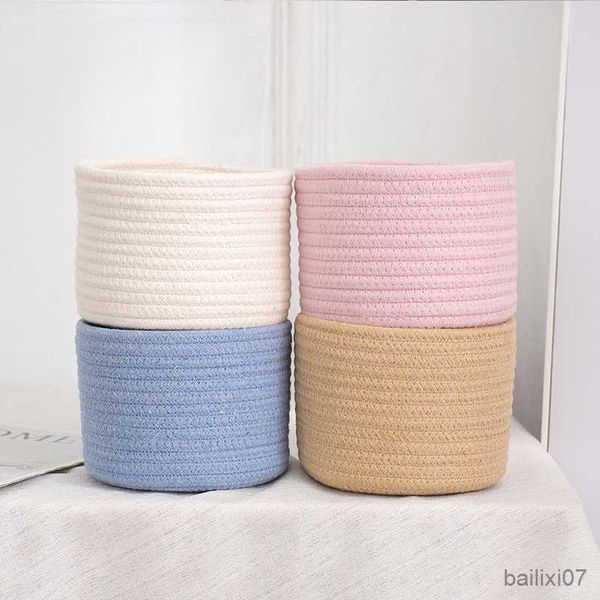 

basket woven cotton rope storage basket child toy storage vegetable rope bins for toys towels blankets nursery kids room