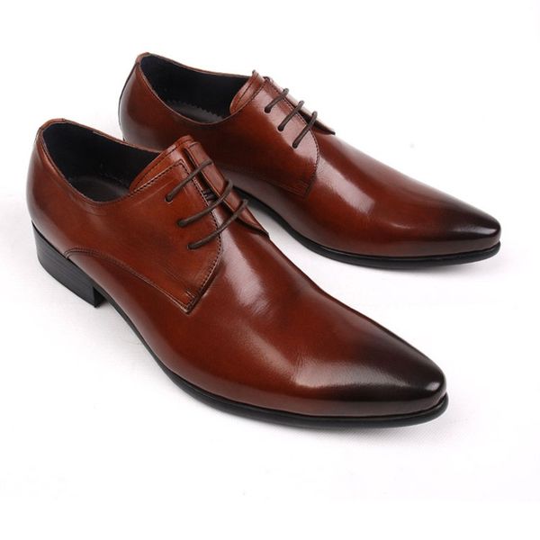 

men dress shoes 2023 spring genuine leather formal shoes burgundy black business wedding sytle groomsman mens shoes