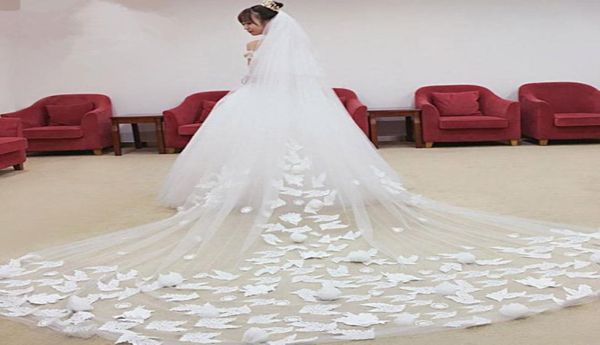 

princessally married wedding veil long trail romantic lace rose flower appliques white ivory bridal veil wedding accessories new5341749, Black