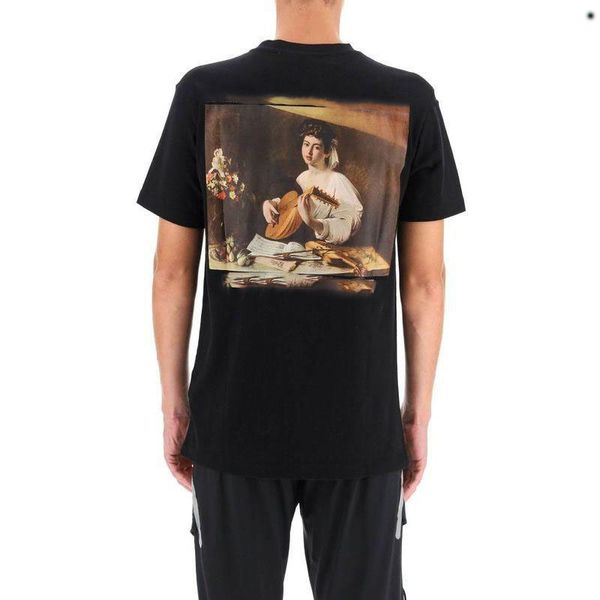 

black tshirts designer fashion t shirt summer luxury american fashion brand black pianist oil painting printing men's and women's, White;black