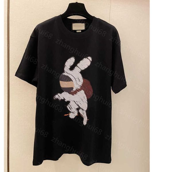 

23ss womens t-shirt womens designer clothing tee round neck pure cotton knapsack rabbit letter logo print short sleeve t-shirt womens clothe, White