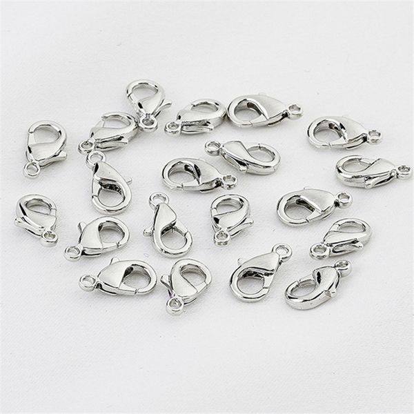 

fashion jewelry findings components clasps 12mm 18k gold silver plated alloy lobster clasps diy connect hooks accessories 500pcs/lot