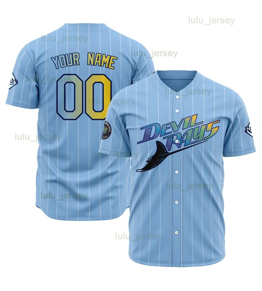 

customized baseball jersey fans shirt rays jersey new style college uniform for men women youth full size (s-7xl), Blue;black