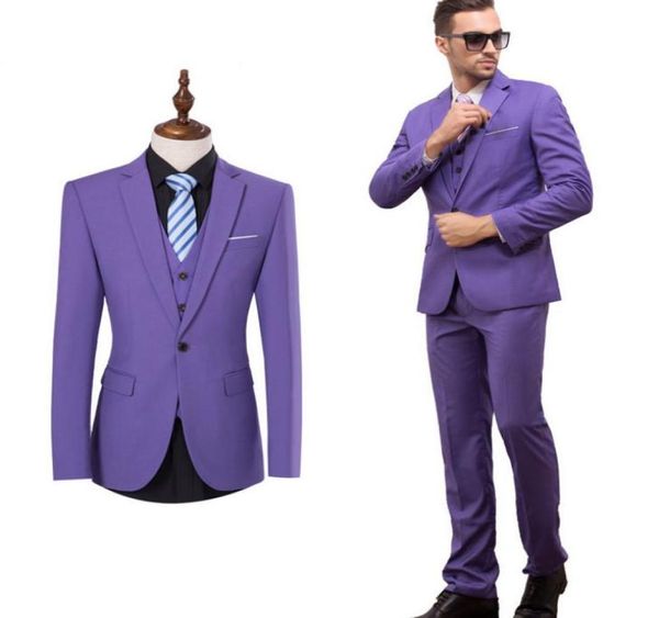 

customize purple groom tuxedos notch lapel one button center vent men wedding suit men business dinner prom blazerjacketpantsti5905197, Black;gray