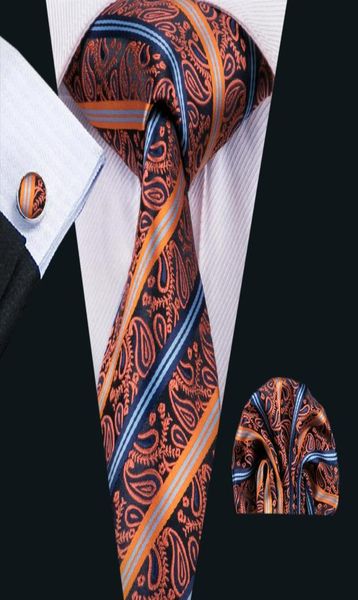 

paisley mens ties classic silk necktie sets orange mens neck ties tie hanky cufflinks jacquard woven meeting business wedding part1769239, Black;blue