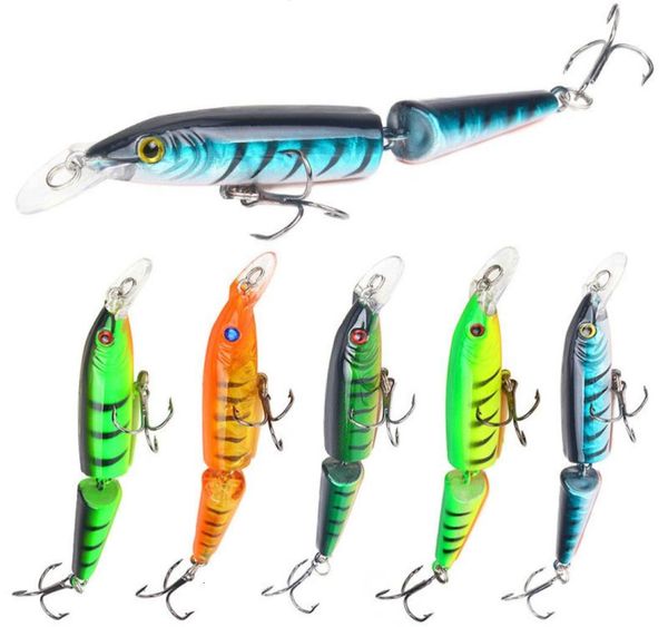 

5pcsset 105mm 9g fishing lure artificial minnow lures bait wobblers crankbait 2 segments swimmer fish hard baits treble hooks t199885922