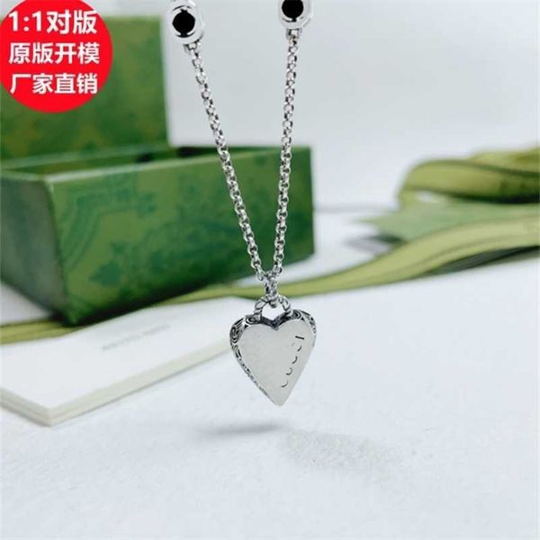 

designer jewelry bracelet necklace ring 925 vine carving pattern used love pendant women's bright face heart-shaped clavicle chain, Silver