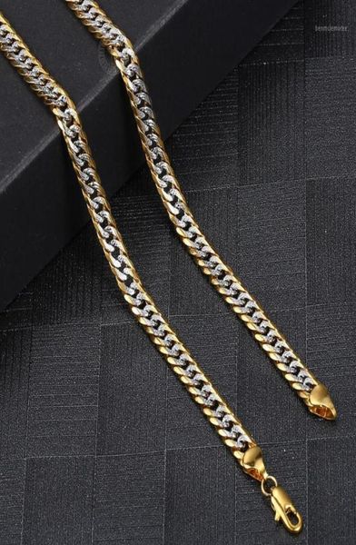 

chains vintage 6mm gold filled hammered cut curb cuban mix silver color chain necklace for men jewelry gift gn49412208663