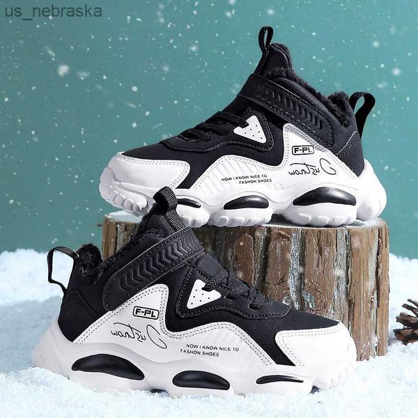 

children boots 2022 winter kids snow boots sport children shoes for boys sneakers all seasons fashion casual leather girls shoes l230518, Black