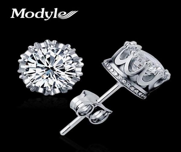 

modyle fashion jewelry 8mm round 2 carat cubic zirconia silvercolor stud earrings for women1931405, Golden;silver