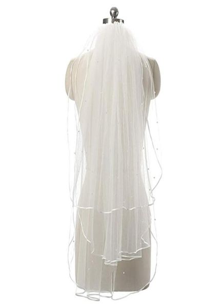 

twolayer wedding veils with pearls real garden veils shoulderlength with comb white veils for wedding 11054231141, Black
