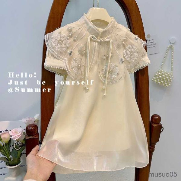 

girl's dresses girls dress summer children's cheongsam princess skirt new tulle shoulder dress ropa girls clothes, Red;yellow