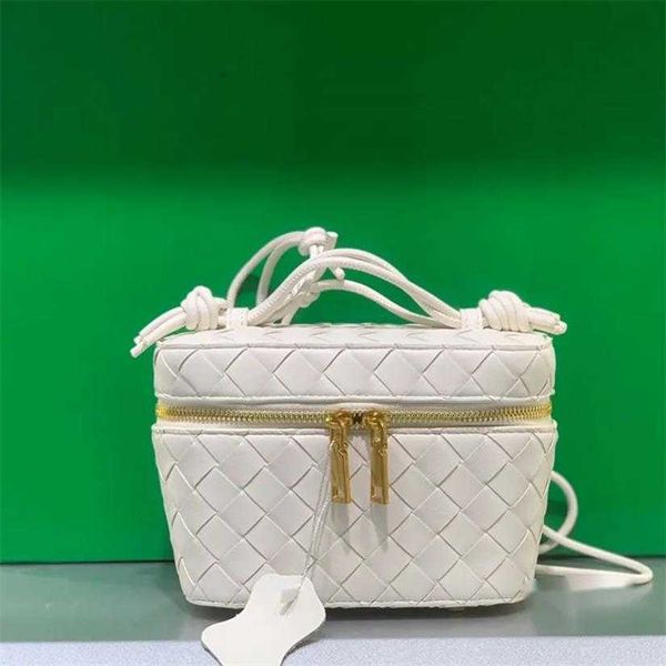 

mini woven makeup trunk box crossbody bags leather wallet shoulder handbags double zipper pocket