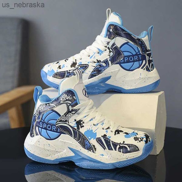 

athletic outdoor new summer kid boys basketball shoes kids sneakers thick sole nonslip children sports tennis man girls basket trainer chaus, Black