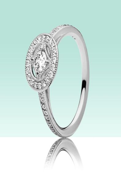 

authentic 925 sterling silver vintage circle ring set for pandora cz diamond women girls wedding jewelry ring with original logo b7321308, Slivery;golden