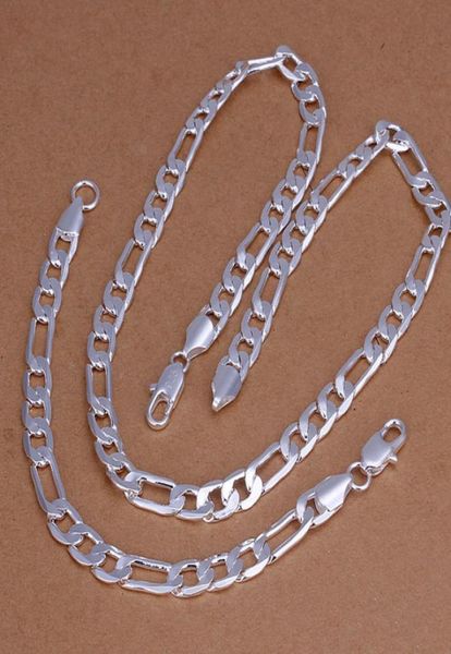 

high grade 925 sterling silver 0398m flat three a bracelet necklace set men jewelry set dfmss169 brand new factory direct 9259586359