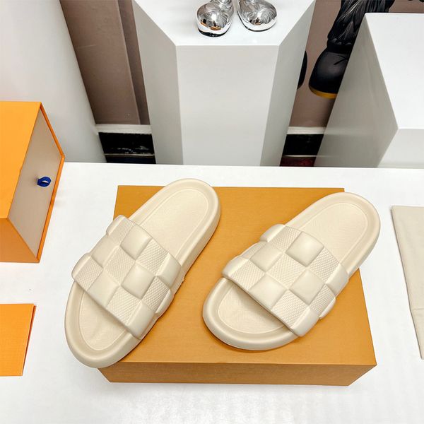

designer sandals man slide relief slippers platform shoe original mold-opening rubber foaming surface beach sandal womans shoe flip flop des, Black