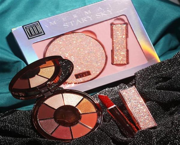 

diamond version of the mermaid star sky 2 in 1 shimmer matte eye shadow matte lip stick set gift box254h1585366