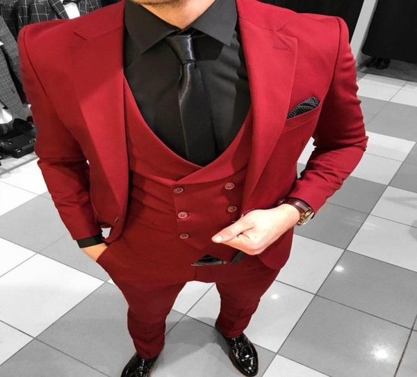 

2020 new men039s red notched lapel wedding suits evening party prom bridegroom custom made slim fit casual three pieces ma3191535, Black;gray