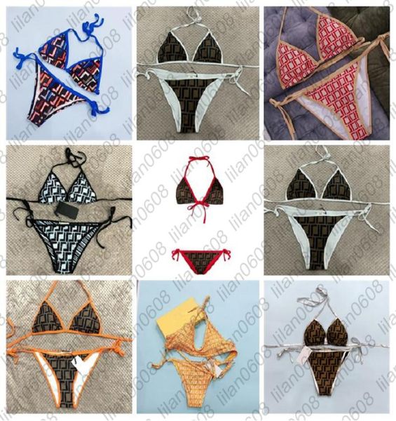 

summer bikini swimsuit luxury gradient embroidery bikini set brand letters swimwears designer metal chain ladies6078491