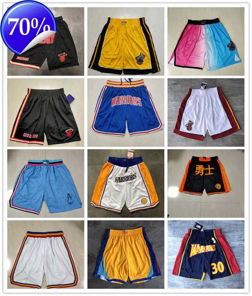 

golden state''warriors''men miami''heat''men throwback basketball shorts pocket, Black