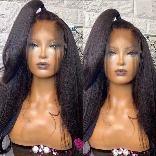 

yaki straight wig heat resistant fiber black synthetic lace front wig high temperature fiber lace wig for women