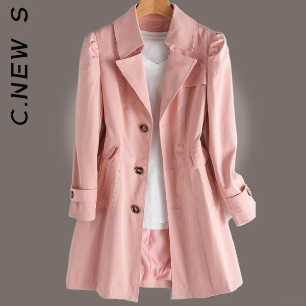 

raincoats c.new s trench coat long winter elegant women casual long coat basic laisure coat simple parkas trench windproof outerwear, Black