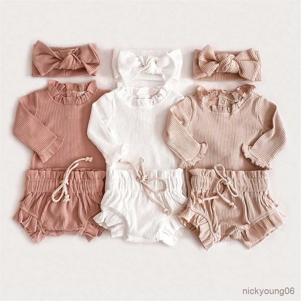 

clothing sets 2pcs infant baby girl clothes set cotton ruffle newborn romper and bloomer outfits spring summer, White