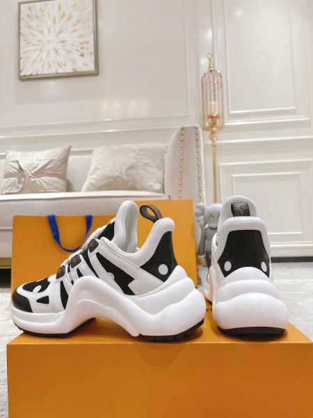 

luxury sneakers genuine leather brand dad shoes fashionable light weight archlight popular lace up casual and comfortable sneakers b22 color, Black