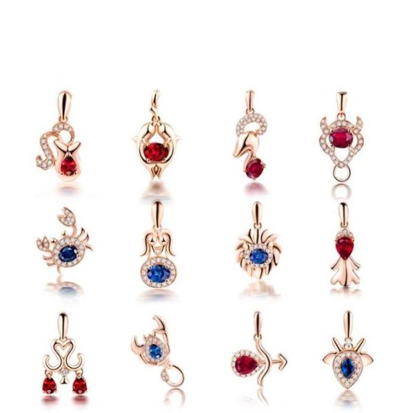 

twelve constellations sign zodiac pendant jewelry 18k rose gold plated fashion style charm necklace gift for women or girl 26646417907909, Silver
