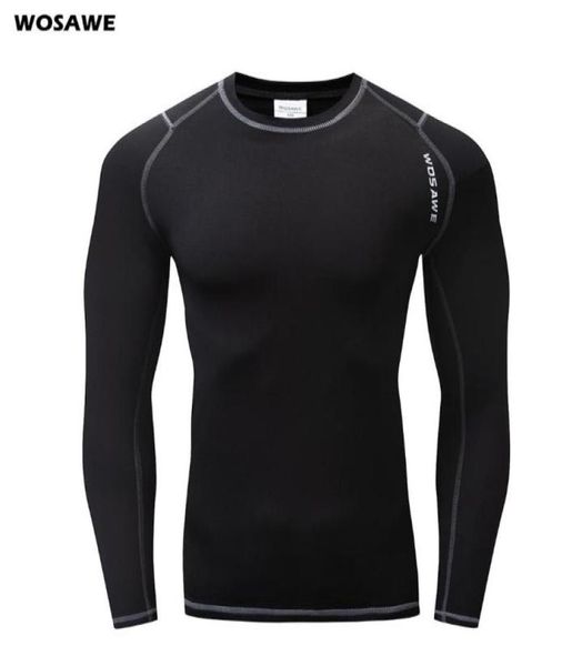 

wosawe running tshirt fleece thermal underwear winter long johns fitness gym shirts for jogging cycling sports base layer6361497, Black;blue