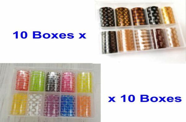 

20boxes logo brand designs nail ar foils glitzy transfer foil sticker stickers decals wrap nail tip decoration adhesive craft shin8431348, Black