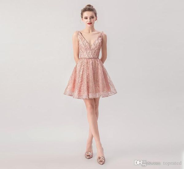 

2019 elegant light pink prom dresses lace appliques v neck a line evening gowns count train african vestidos cocktail party dresse4508466, Black