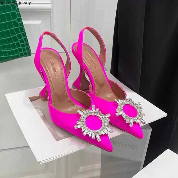 

sandals dress shoes slingbacks pumps high heeled shoe sandals luxury designers satin sunflower crystal buckle embellished amina muaddi for w, Black