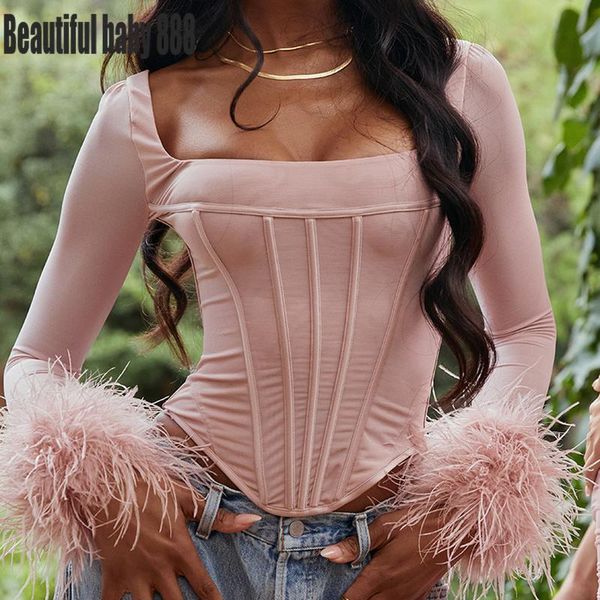 

t-shirt meqeiss spring for women t shirt elegant blouses shirts square collar long sleeve shirt vintage y2k aesthetic clothes, White