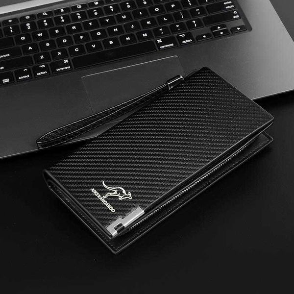 

mens wallet multi layer multiple card slots light business casual anti theft swiping degaussing long, Red;black