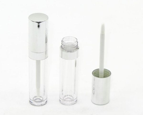 

luxury silver round empty lip gloss tubes 6ml plastic clear liquid lip gloss lipstick refillable bottle container lipgloss bottles4013201