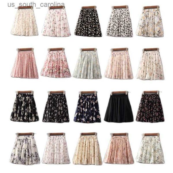 

skirts 2021 summer new big swing skirt high waist chiffon a-line short skirt umbrella skirt women p3 1123 l230522, Black
