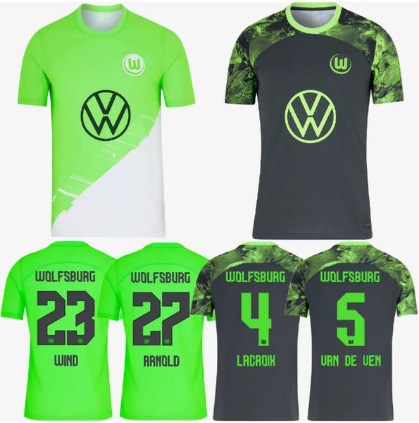 

22 23 24 wolfsburg soccer jersey weghorst arnold 22 2023 2024 malli brekalo mehmedi uilavogui xaver training football shirt, Black