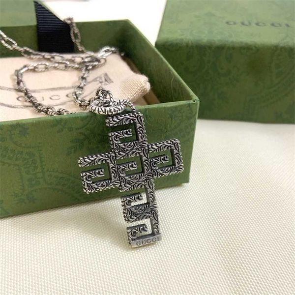 

designer jewelry bracelet necklace ring hollowed out pattern carved cross hip hop men's women's same sweater chain, Silver