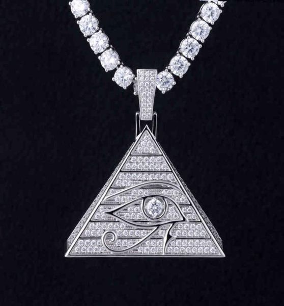 

new horus eye pyramid hip hop necklace pendant egyptian triangle jewelry9049404, Silver