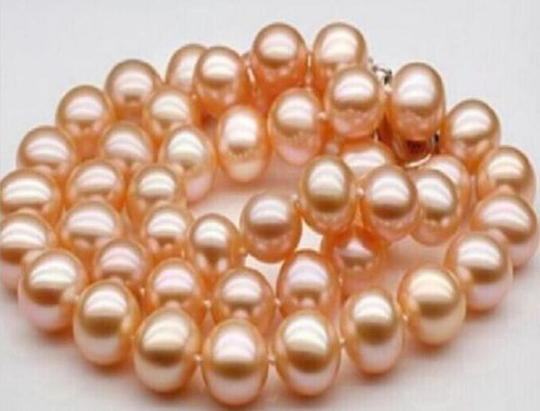 

fast real new fine genuine pearl jewelry 50cm long 10mm real natural south sea gold pink pearl necklace 14 k9688168, Silver