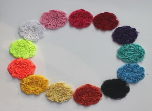 

10y100pcs 3quot chiffon fabric rose flower trim for clothingchiffon roses flower lace for dresseschiffon flowers for baby hai3444741, Slivery;white
