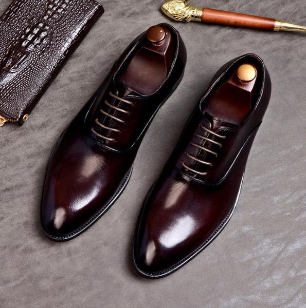 

handmade oxford dress shoes men genuine cow leather suit footwear wedding formal italian shoes for men a1616526432, Black
