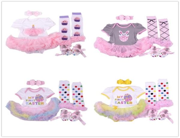 

bunny baby dress bodysuit legging first walker headband clothes sets girl tutu dresses easter jumpsuit polka dot tight 024month 21889076, White