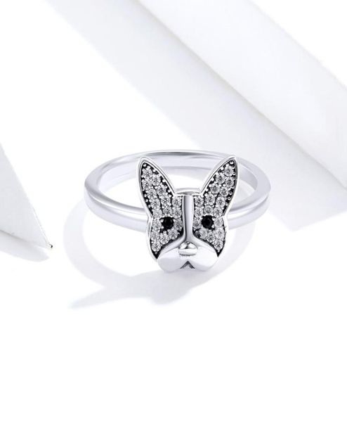

wholesilver cute pet french bulldog finger ring stackable for women halloween girl band bague perfection christmas gift jewel1136206, Slivery;golden
