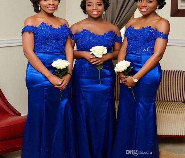 

royal blue lace country bridesmaid dresses long off shoulder mermaid bling sequined party gowns for weddings formal dresses1668108, Blue;red