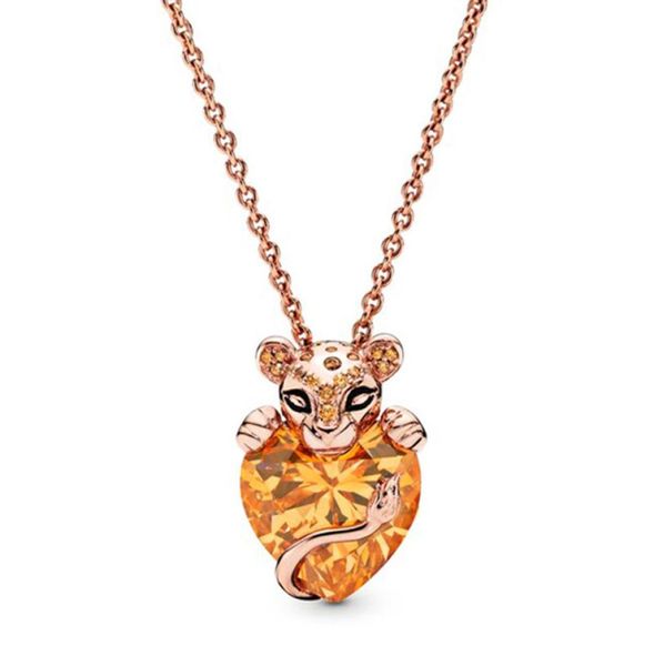 

925 sterling silver princess heartshaped necklace pendant lion animal pandora bracelet pendant anniversary party fashion jewelry 8129052, Bronze;silver