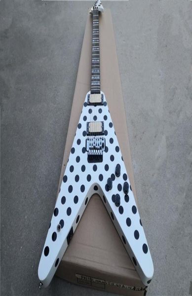 

irregular white guitar flying v mahogany body rosewood fingerboard hh pickups floyd rose tremolo black dot1450979